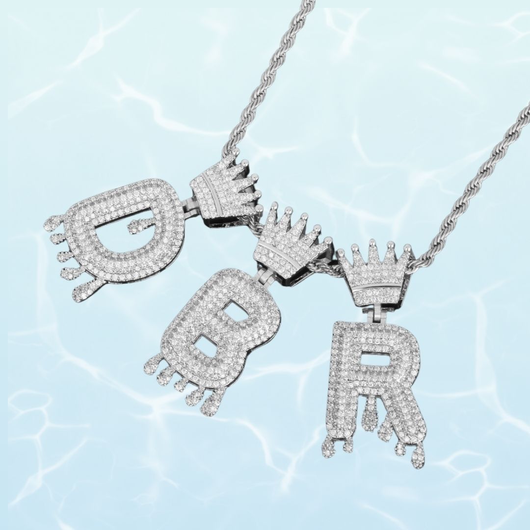 Royal Drip Initial Necklace: Silver
