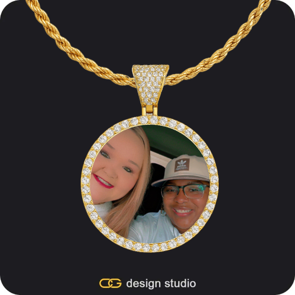 Custom Photo Pendant - Gold / Circle (3 cm) / Rope