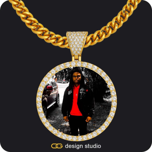 Custom Photo Pendant - Gold / Circle (4 cm) / Cuban (5mm)