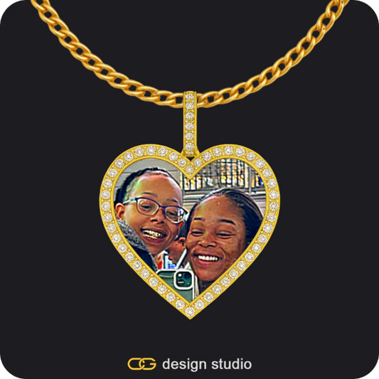 Custom Photo Pendant - Gold / Heart / Cuban (3mm)