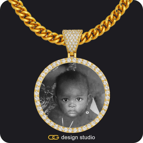 Custom Photo Pendant - Gold / Circle (4 cm) / Cuban (5mm)