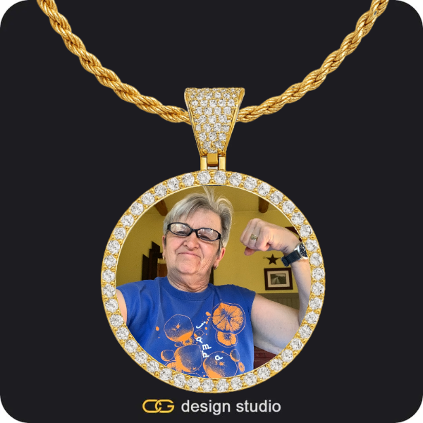 Custom Photo Pendant - Gold / Circle (4 cm) / Rope
