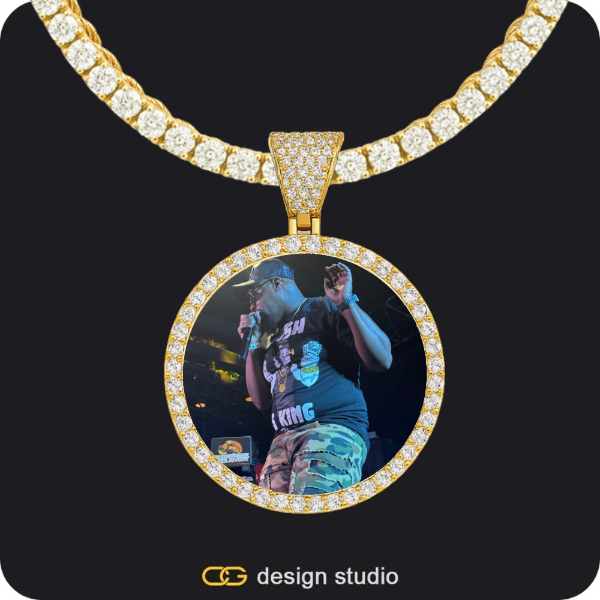 Custom Photo Pendant - Gold / Circle (3 cm) / Rope