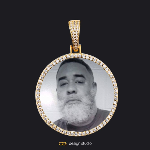 Custom Photo Pendant - Gold / Circle (4 cm) / Cuban (3mm)