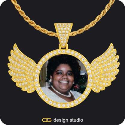 The Essential Name Necklace,Custom Photo Pendant - Gold / Wings / Rope,Hexagon initial necklace - Z