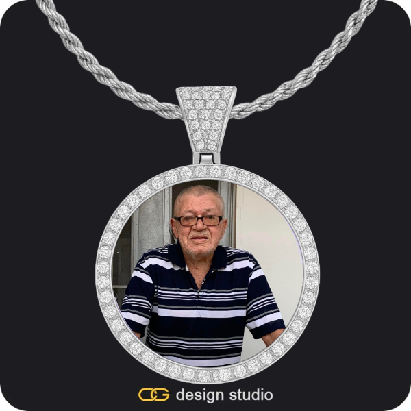 Custom Photo Pendant - Silver / Heart / Tennis,Custom Photo Pendant - Silver / Circle (4 cm) / Rope,Custom Photo Pendant - Silver / Circle (4 cm) / Rope