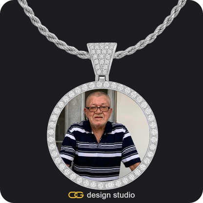 Custom Photo Pendant - Silver / Heart / Tennis,Custom Photo Pendant - Silver / Circle (4 cm) / Rope,Custom Photo Pendant - Silver / Circle (4 cm) / Rope