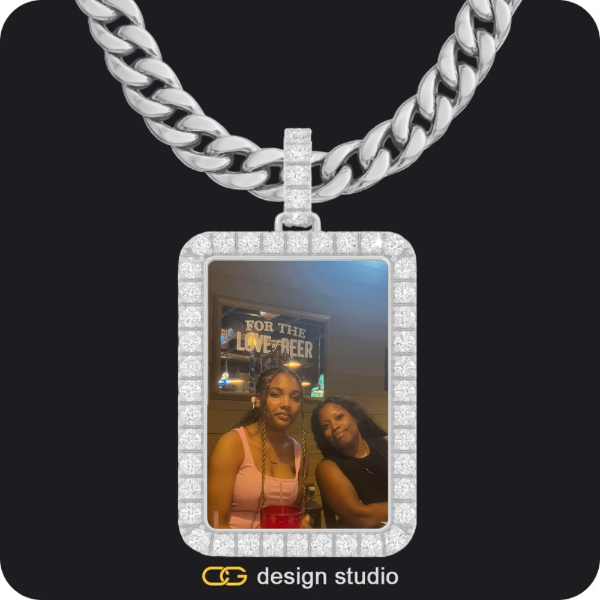 Custom Photo Pendant - Silver / Rectangle / Cuban (10mm)