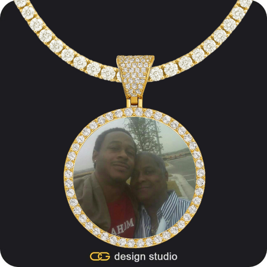 Custom Photo Pendant - Gold / Circle (4 cm) / Tennis