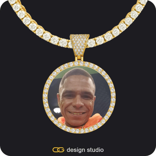 Custom Photo Pendant - Gold / Circle (3 cm) / Rope