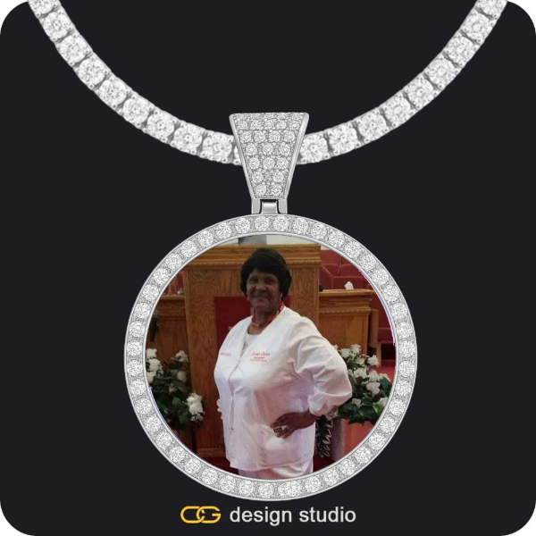 Custom Photo Pendant - Silver / Circle (4 cm) / Tennis