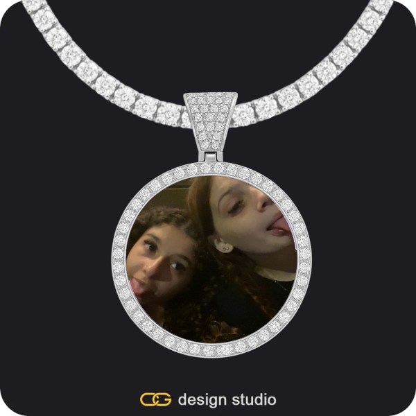 Custom Photo Pendant - Silver / Circle (3 cm) / Tennis