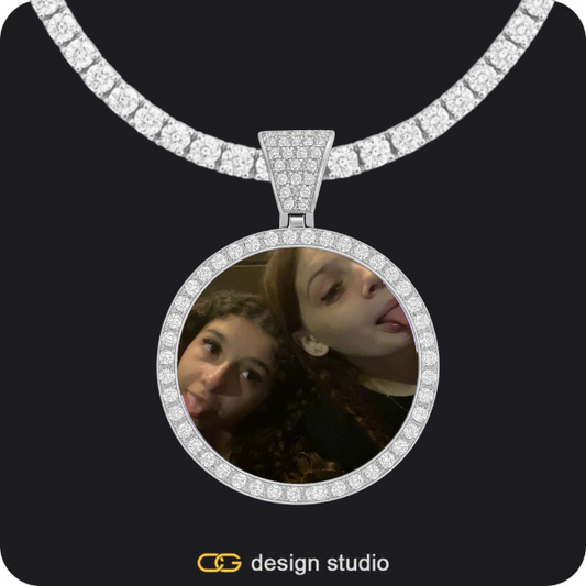 Custom Photo Pendant - Silver / Circle (3 cm) / Tennis