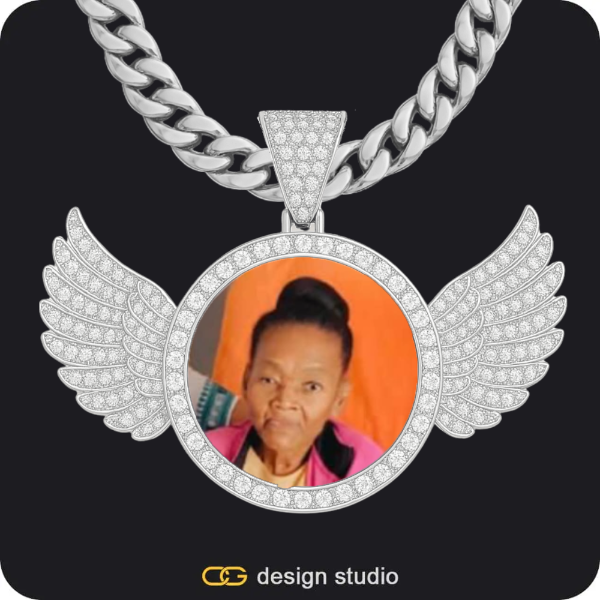Custom Photo Pendant - Silver / Wings / Cuban (10mm)
