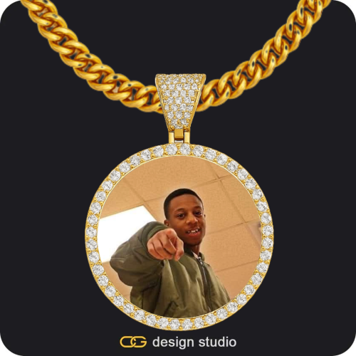 Custom Photo Pendant - Gold / Circle (4 cm) / Cuban (5mm)