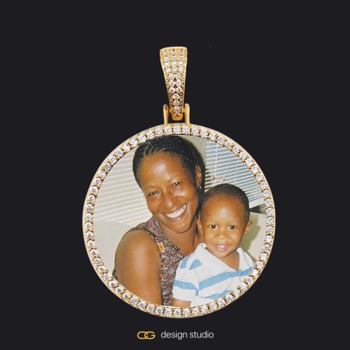 Custom Photo Pendant - Gold / Circle (3 cm) / Rope