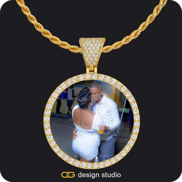 Custom Photo Pendant - Gold / Circle (4 cm) / Rope,Custom Photo Pendant - Gold / Circle (3 cm) / Rope