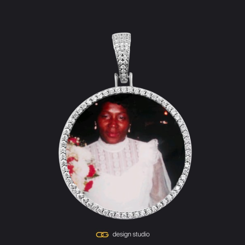 Custom Photo Pendant - Silver / Circle (4 cm) / Rope