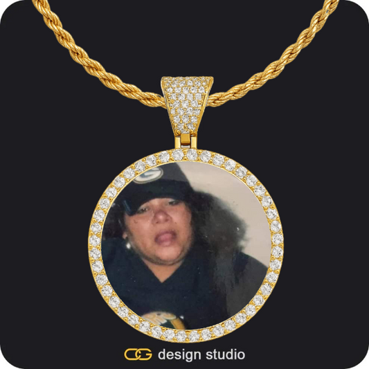 Custom Photo Pendant - Gold / Circle (4 cm) / Rope