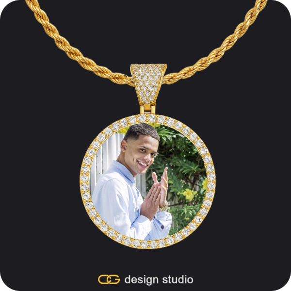 Custom Photo Pendant - Gold / Circle (3 cm) / Rope
