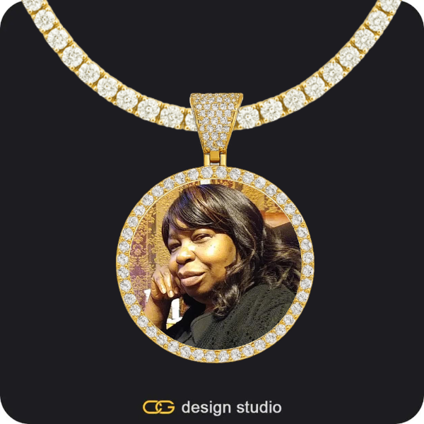 Custom Photo Pendant - Gold / Circle (3 cm) / Tennis