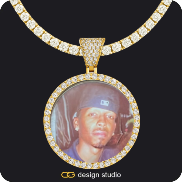 Custom Photo Pendant - Gold / Circle (4 cm) / Tennis