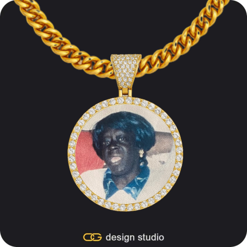 Custom Photo Pendant - Gold / Circle (3 cm) / Cuban (5mm)