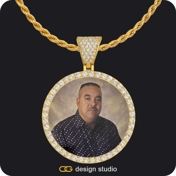 Custom Photo Pendant - Gold / Circle (4 cm) / Rope