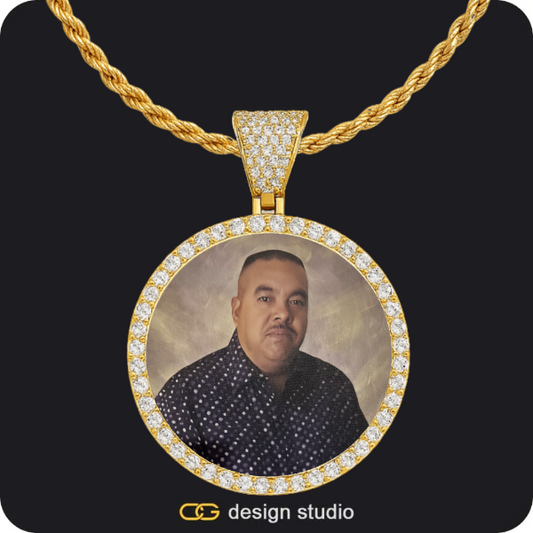 Custom Photo Pendant - Gold / Circle (4 cm) / Rope