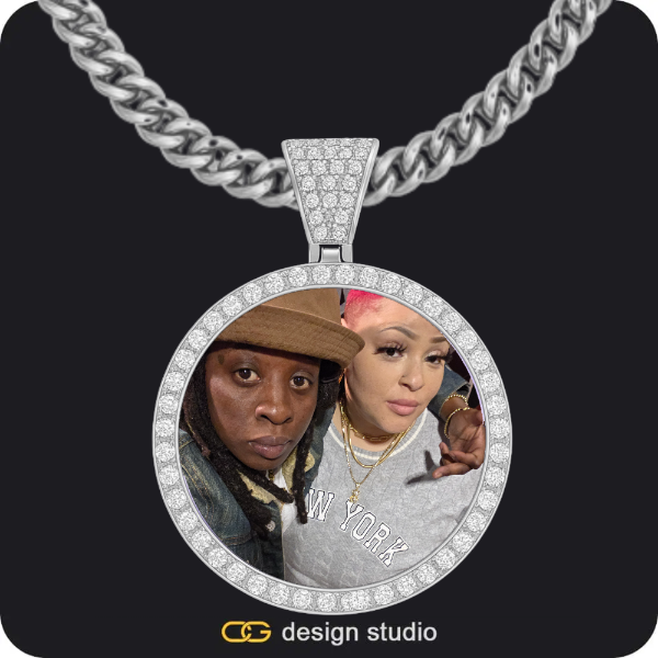 Custom Photo Pendant - Silver / Circle (4 cm) / Cuban (5mm)