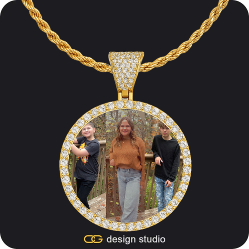 Custom Photo Pendant - Gold / Circle (4 cm) / Rope