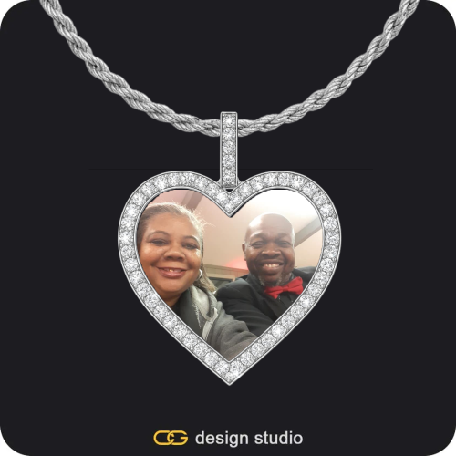 Custom Photo Pendant - Silver / Heart / Rope