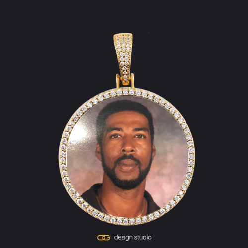 Custom Photo Pendant - Gold / Circle (3 cm) / Rope