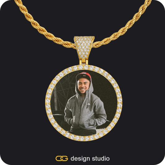 Custom Photo Pendant - Gold / Circle (3 cm) / Rope