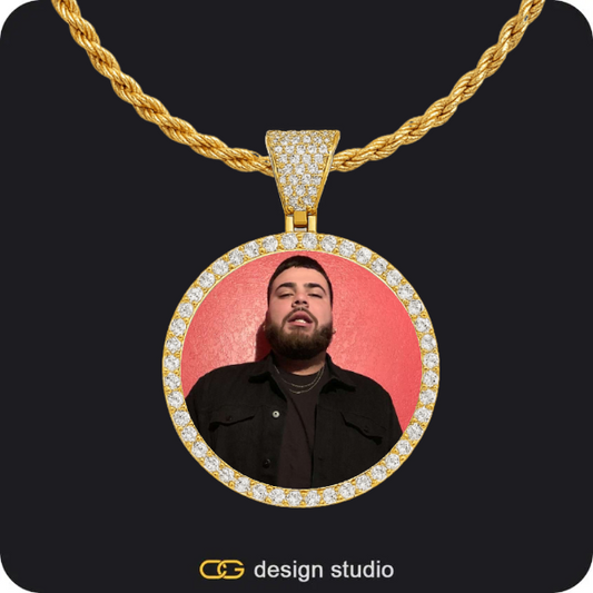Custom Photo Pendant - Gold / Circle (3 cm) / Rope