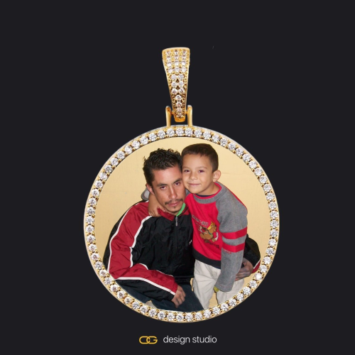 Custom Photo Pendant - Gold / Circle (3 cm) / Rope