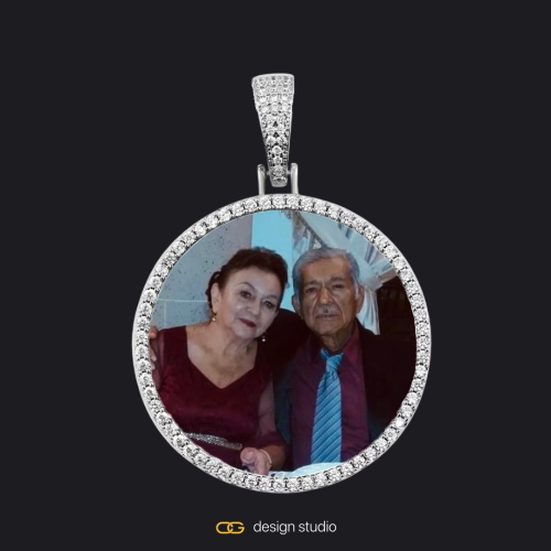 Custom Photo Pendant - Silver / Circle (3 cm) / Rope