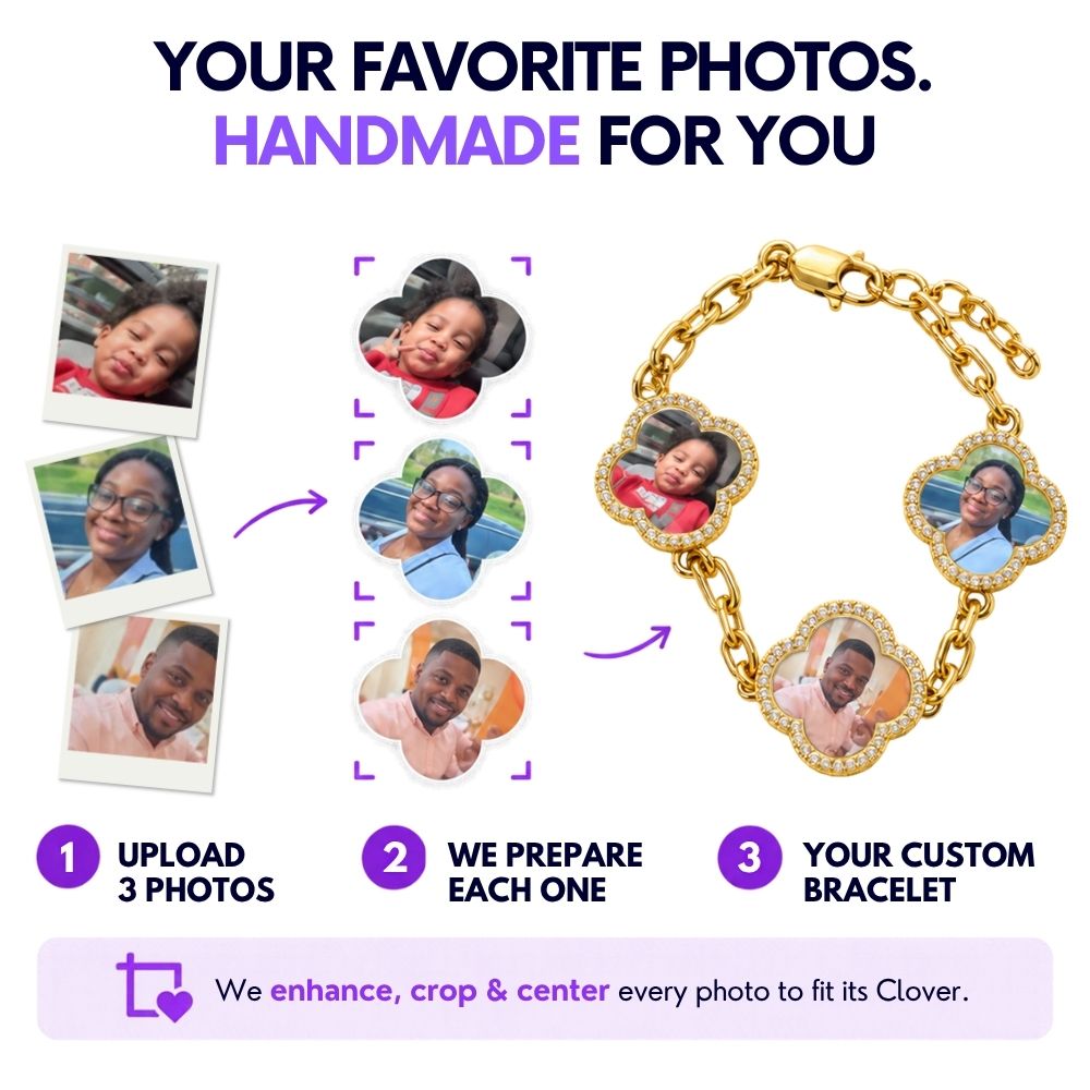 Custom Clover Photo Bracelet