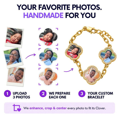 Custom Clover Photo Bracelet