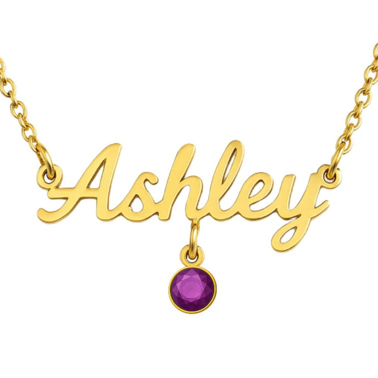 Birthstone Pendant Name Necklace