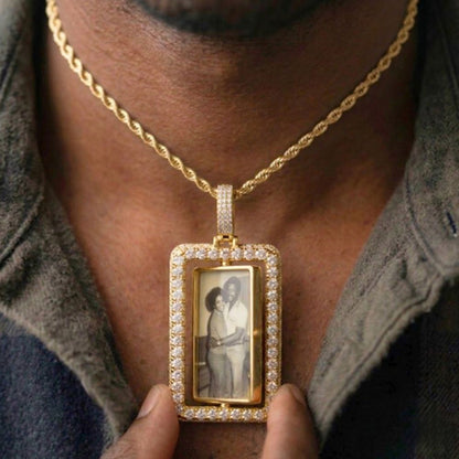 Custom Spinning Rectangle Photo Pendant