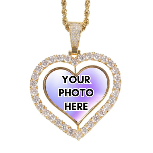 Custom Spinning Heart Photo Pendant