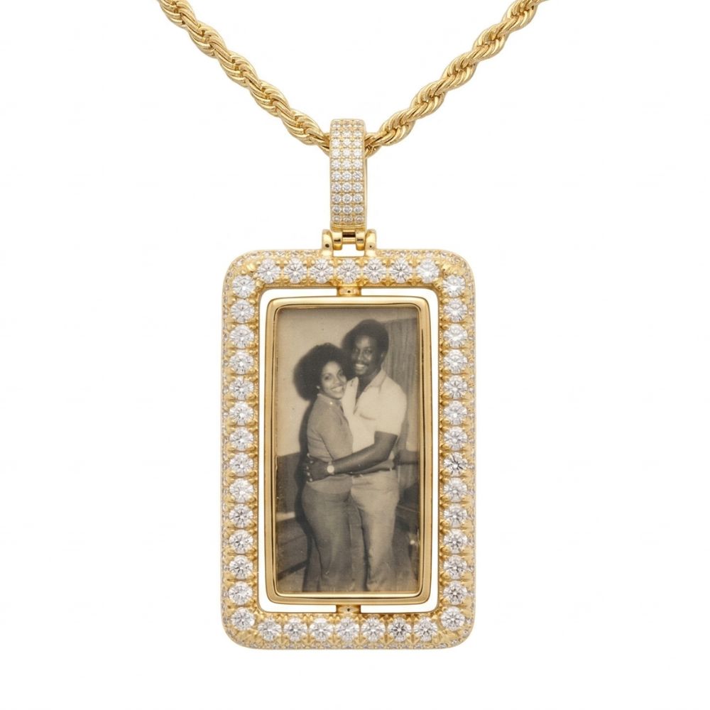 Custom Spinning Rectangle Photo Pendant