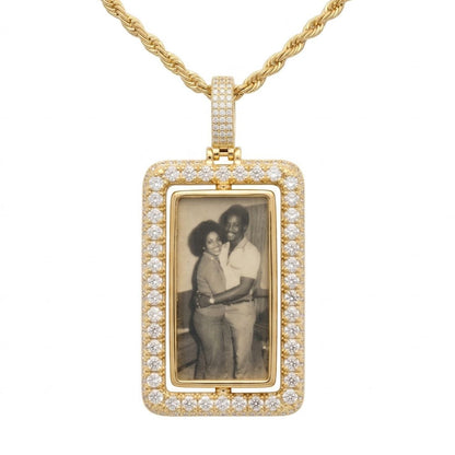 Custom Spinning Rectangle Photo Pendant