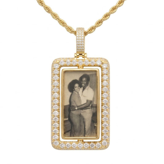 Custom Spinning Rectangle Photo Pendant
