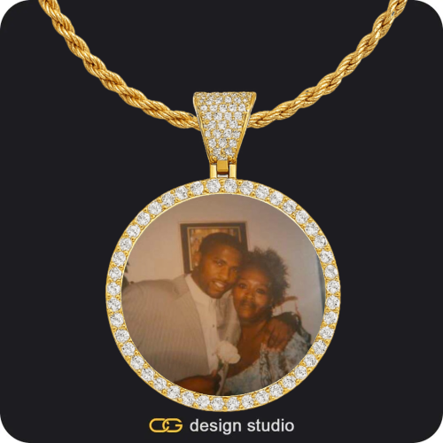 Custom Photo Pendant - Gold / Circle (4 cm) / Rope