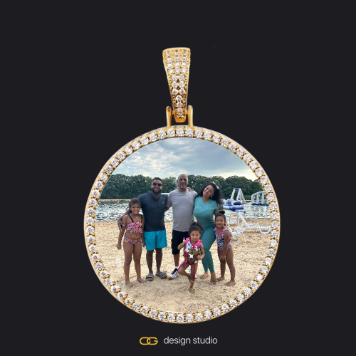 Custom Photo Pendant - Gold / Circle (3 cm) / Rope