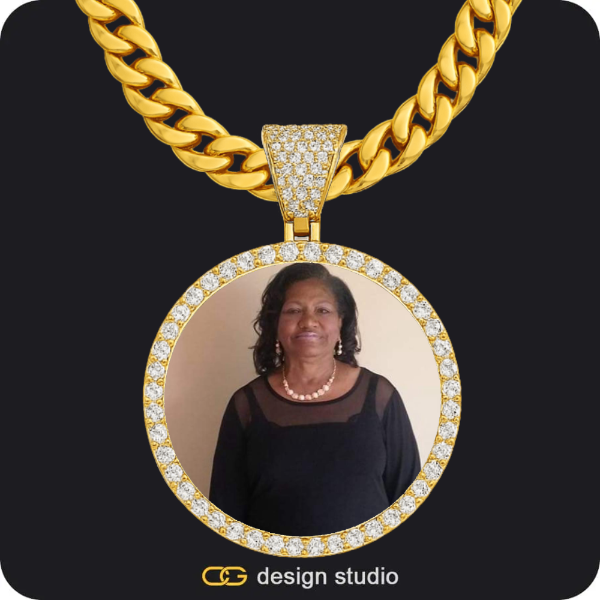Custom Photo Pendant - Gold / Circle (4 cm) / Cuban (10mm)