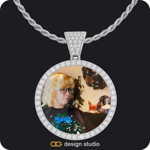 Custom Photo Pendant - Silver / Circle (4 cm) / Rope