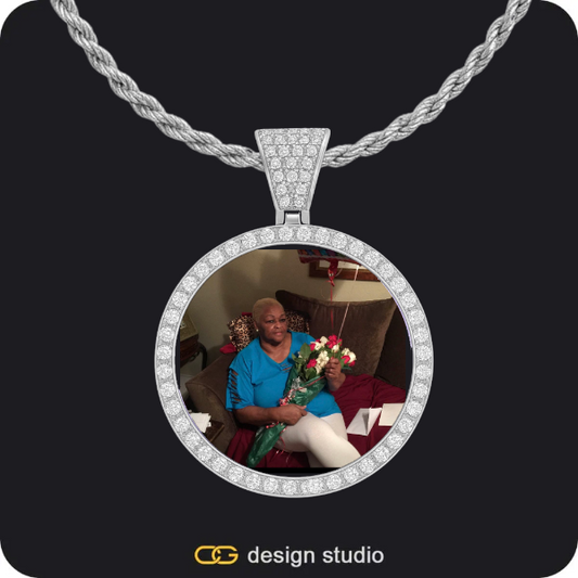 Custom Photo Pendant - Silver / Circle (3 cm) / Rope